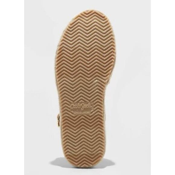 Girls' Luna Espadrille Sandals Gold Metallic Shiny Flats Cat & Jack Size Size 5 - Picture 3 of 3